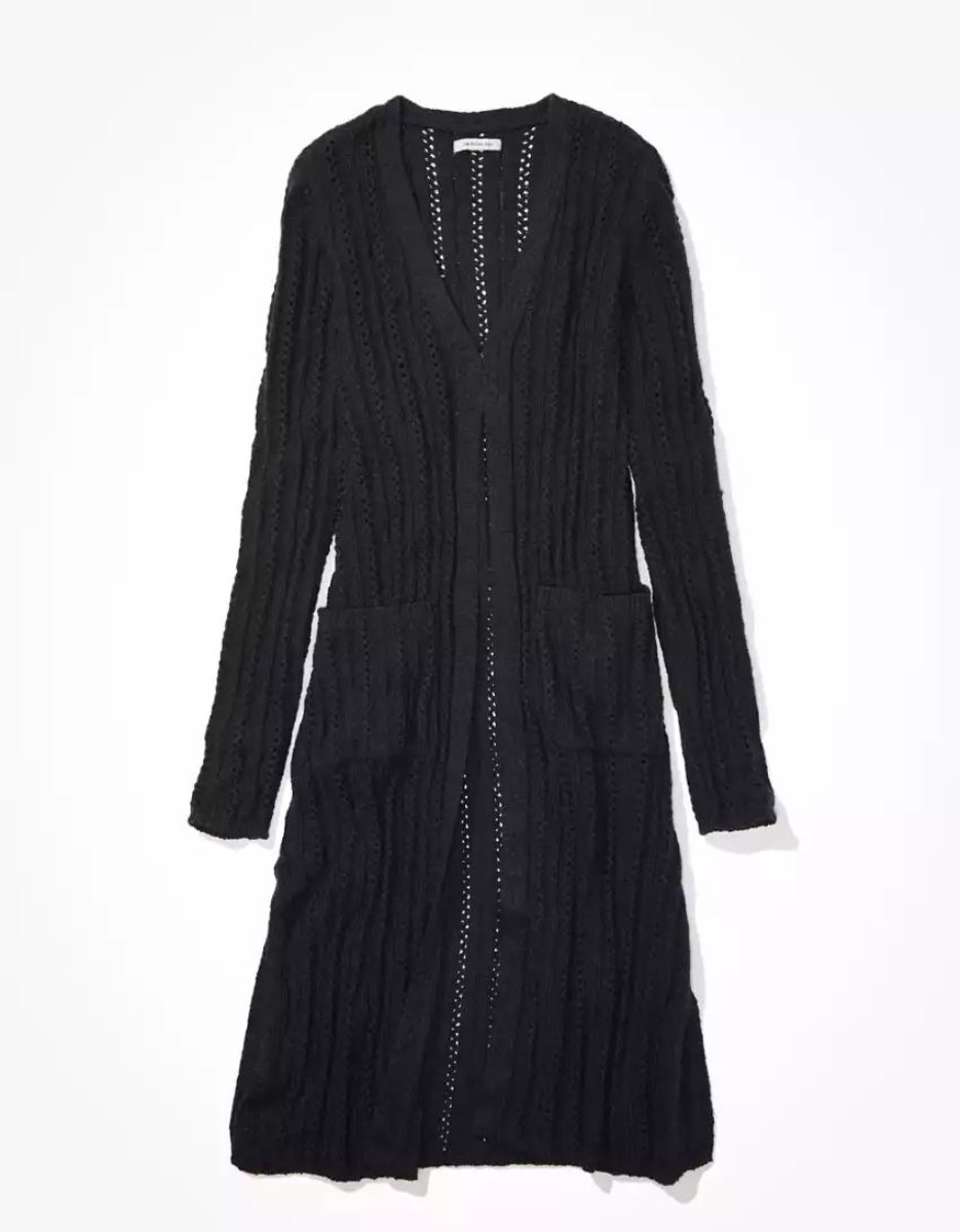 Cardigan American Eagle AE Extra Long Knit Noir Femme | MZS-52411853